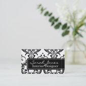 Damask Interior Design Visitekaartje Black White (Staand voorkant)