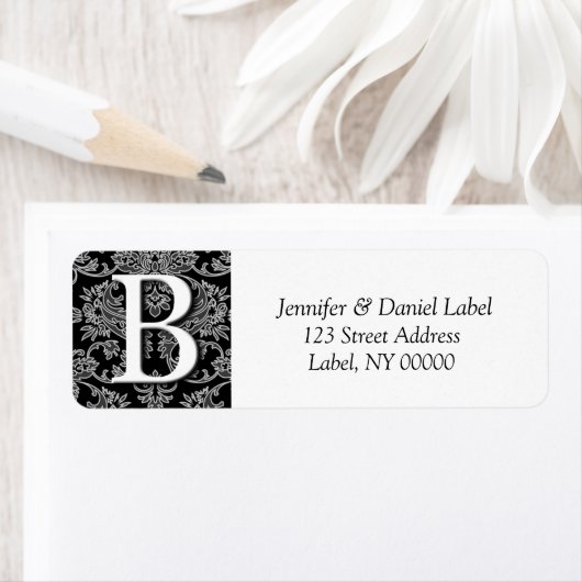 Damask Invitation Monogram Envelope Labels (Insitu)