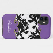 Damask iPhone Case Monogram (Achterkant (horizontaal))