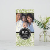 Damask "JOY TO THE WORLD" Carte photo de vacances (Debout devant)