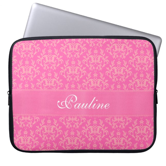 Damask "Kangaroo Paw" noemde het roze notebook hoe Laptop Sleeve (Voorkant)