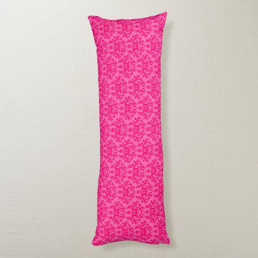 Damask Kangaroo Paws et coeur rose long coussin (Dos (Vertical))