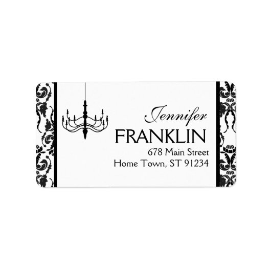 Damask Kroonluchter Adreslabel Etiket (Voorkant)