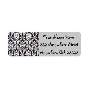 Damask-labels voor zwart-wit retouradres etiket