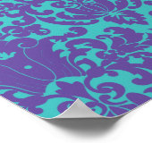 Damask Lace Paars Blauwgroen Poster (Hoek)