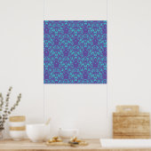 Damask Lace Paars Blauwgroen Poster (Keuken)