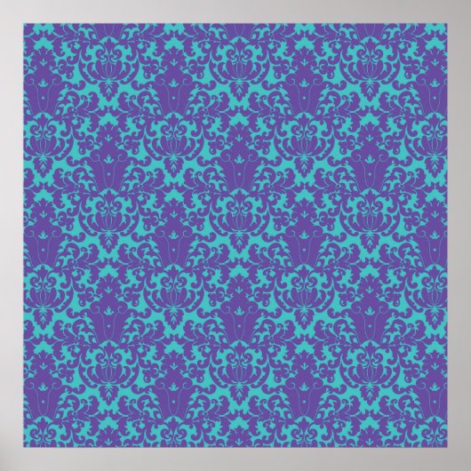 Damask Lace Paars Blauwgroen Poster (Voorkant)