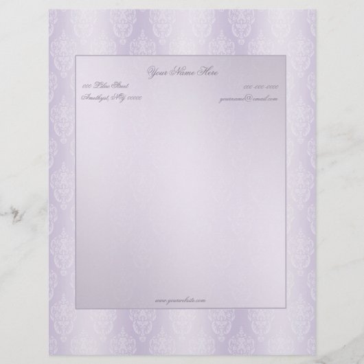 Damask Lavender Shine Persoonlijk Briefhoofd (Voorkant)