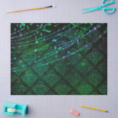 Damask, Leaves en Lights op Green Decoupage Tissuepapier (Craft)