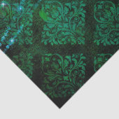 Damask, Leaves en Lights op Green Decoupage Tissuepapier (Detail)
