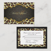 Damask Leopard Monogramme Mariage Cartes RSVP (Devant / Derrière)