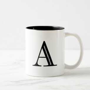 Damask Letter A - Black Tweekleurige Koffiemok