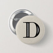 Damask Letter D - zwart Ronde Button 5,7 Cm (Voorkant /achterkant)