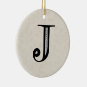 Damask Letter J - Black Keramisch Ornament (Rechts)