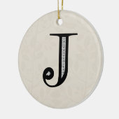 Damask Letter J - Black Keramisch Ornament (Links)