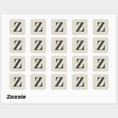 Damask Letter Z - zwart Vierkante Sticker (Vel)