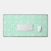 Damask Light Mint Green Designer Gekleurd Bureaumat (Keyboard & Muis)