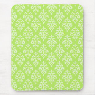 Damask Lime Green Pattern Mousepad Muismat