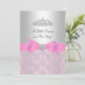 Damask Little Princess Baby shower Invitation (Debout devant)