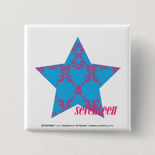 Damask Magenta-Aqua 2 Vierkante Button 5,1 Cm