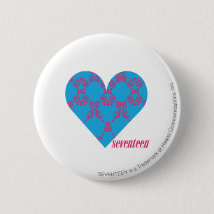 Damask Magenta-Aqua 3 Ronde Button 5,7 Cm