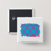 Damask Magenta-Aqua 4 Vierkante Button 5,1 Cm (Voorkant /achterkant)