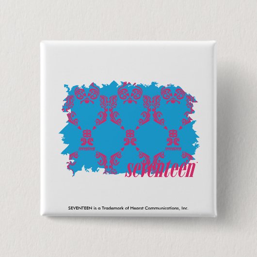 Damask Magenta-Aqua 4 Vierkante Button 5,1 Cm (Voorkant)