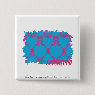 Damask Magenta-Aqua 4 Vierkante Button 5,1 Cm