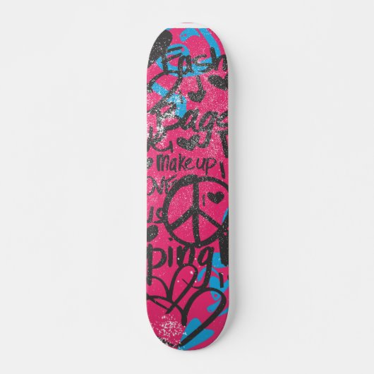 Damask Magenta-Aqua, Grafitti Skateboard (Voorkant)