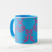 Damask Magenta-Aqua Mok (Voorkant links)