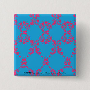 Damask Magenta-Aqua Vierkante Button 5,1 Cm