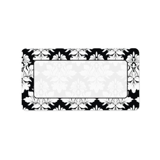 Damask Mailing Labels Black White (Voorkant)