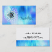 Damask Mandala Abstracte Waterverf Blue Visitekaartje (Voorkant / Achterkant)