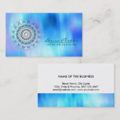 Damask Mandala Abstracte Waterverf Blue Visitekaartje (Voorkant / Achterkant)