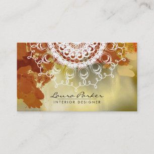 Damask Mandala Waterverf Gold Elegant Artist Visitekaartje