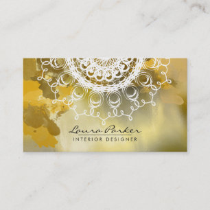 Damask Mandala Waterverf Gold Elegant Artist Visitekaartje