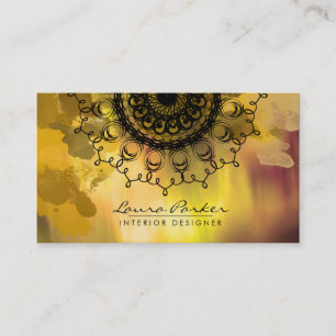 Damask Mandala Waterverf Gold Elegant Artist Visitekaartje