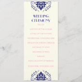 Damask marine bleu, programme de cérémonie mariage (Dos)