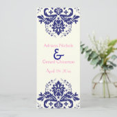 Damask marine bleu, programme de cérémonie mariage (Debout devant)