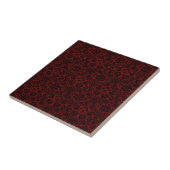 Damask Maroon Black Tegeltje (Zijkant)