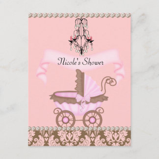 DAMASK MEISJE BABY SHOWER UITNODIGINGEN