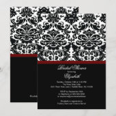 Damask Merlot Wine Red Bridal Shower Invitation (Devant / Derrière)