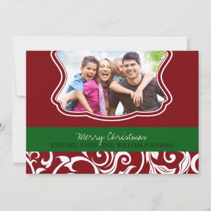 Damask Merry kerstfamilie Foto Holiday Kaart
