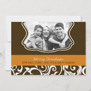 Damask Merry kerstfamilie Foto Holiday Kaart