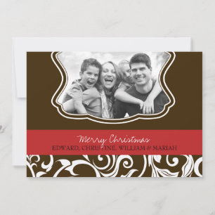 Damask Merry kerstfamilie Foto Holiday Kaart