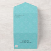 Damask met Dragonfly Quinceañera All-in-One Uitnod All In One Uitnodiging (Buitenkant)