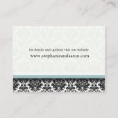 Damask met Tiffany Wedding Website Visitekaartje Informatiekaartje (Achterkant)