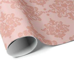 Damask Metallic Royal Floral Pink Rose Gold Blush Cadeaupapier