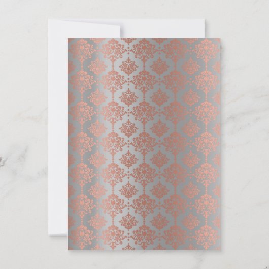 Damask Minimal Grey Roos Gold Elegant Royal Kaart (Achterkant)