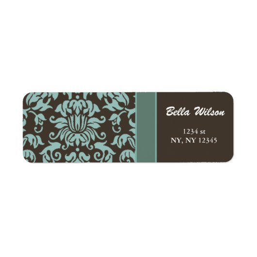 Damask Mocha Adreslabel Etiket (Voorkant)